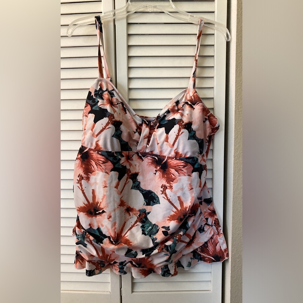 HILOR WOMENS 20 TANKINI TOP RETRO RUCHED WITH RUFFLE HEM